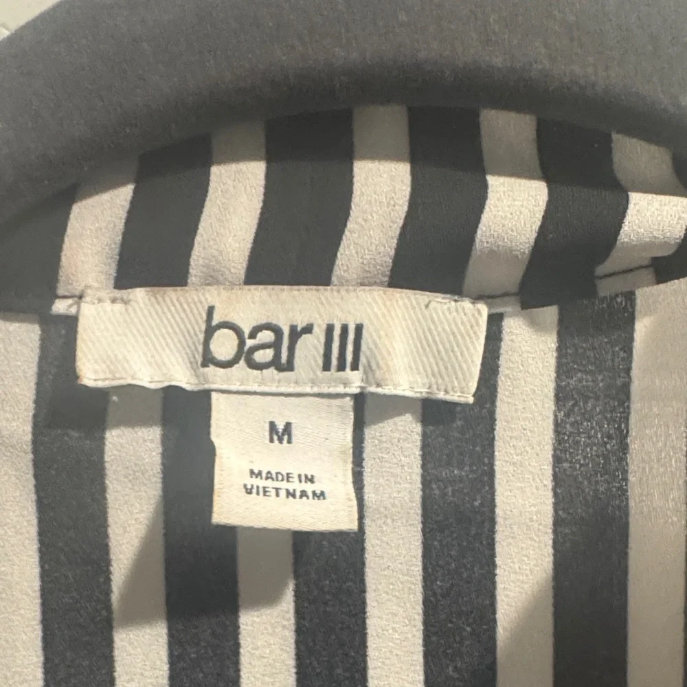 Bar III Vertical Stripe Collared Sleeveless Top